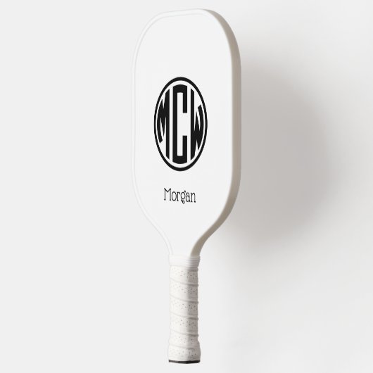 White Black Circle Monogram Font DIY BG Pickleball Paddle (Links)
