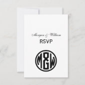 White Black Circle Monogram Font DIY BG RSVP Kaartje (Voorkant)