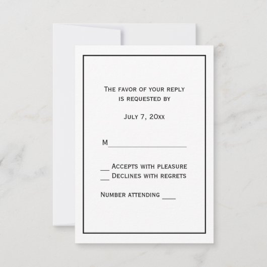 White Black Circle Monogram Font DIY BG RSVP Kaartje (Achterkant)