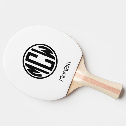 White Black Circle Monogram Font DIY BG Tafeltennisbatje (Zijkant)