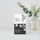 White Black Columns Stylish Numbers Wiskunde Tutor Visitekaartje (Staand voorkant)
