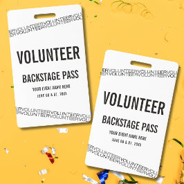 White Black Concert Vrijwilliger All Access Pas Badge