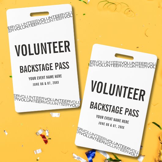 White Black Concert Vrijwilliger All Access Pas Badge