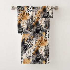 White Black Cream Leopard Animal Bad Handdoek