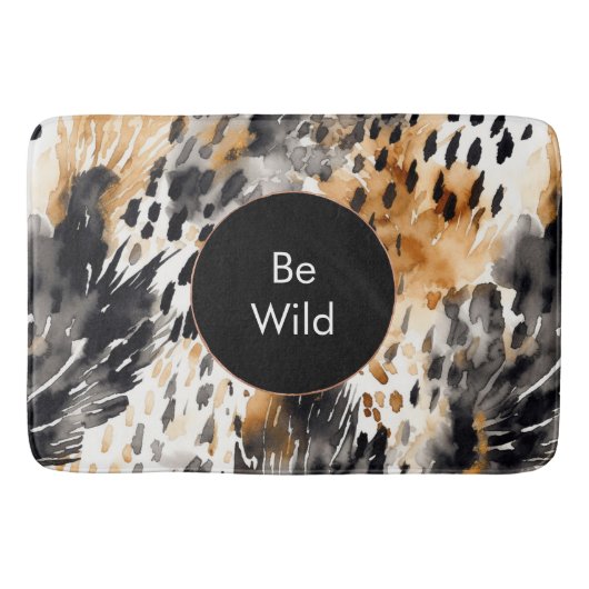 White Black Cream Leopard Animal Birthday Badmat (Voorkant)