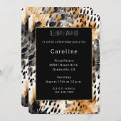 White Black Cream Leopard Animal Birthday Kaart (Voorkant / Achterkant)