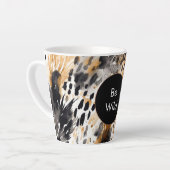 White Black Cream Leopard Animal Birthday Latte Mok (Linkerhoek)