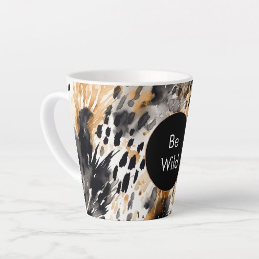 White Black Cream Leopard Animal Birthday Latte Mok (Linkerhoek)