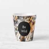 White Black Cream Leopard Animal Birthday Latte Mok (Voorkant)