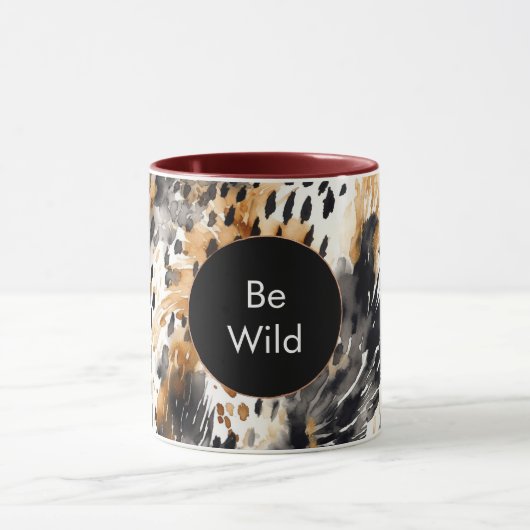 White Black Cream Leopard Animal Birthday Mok (Midden)