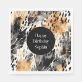 White Black Cream Leopard Animal Birthday Servet (Voorkant)
