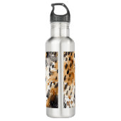 White Black Cream Leopard Animal Birthday Waterfles (Achterkant)