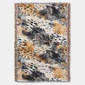 White Black Cream Leopard Animal Deken (Voorkant Verticaal)