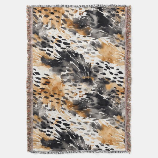 White Black Cream Leopard Animal Deken (Voorkant Verticaal)