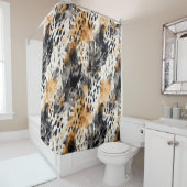 White Black Cream Leopard Animal Douchegordijn (In situ)