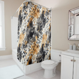 White Black Cream Leopard Animal Douchegordijn