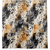 White Black Cream Leopard Animal Douchegordijn (Voorkant)