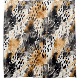 White Black Cream Leopard Animal Douchegordijn
