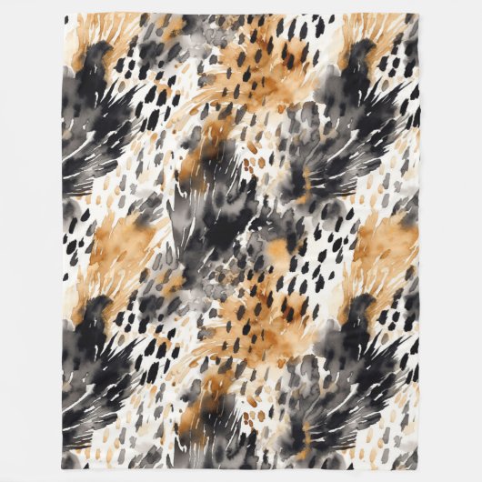 White Black Cream Leopard Animal Fleece Deken (Voorkant)