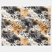 White Black Cream Leopard Animal Fleece Deken (Voorkant (Horizontaal))