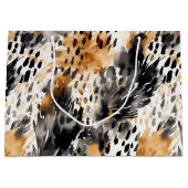 White Black Cream Leopard Animal Floral Verjaardag Groot Cadeauzakje (Voorkant)