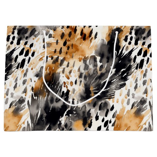 White Black Cream Leopard Animal Floral Verjaardag Groot Cadeauzakje (Voorkant)