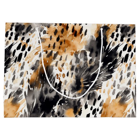 White Black Cream Leopard Animal Floral Verjaardag Groot Cadeauzakje (Achterkant)