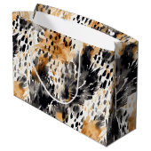 White Black Cream Leopard Animal Floral Verjaardag Groot Cadeauzakje (Achterkant Gekanteld)