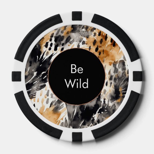 White Black Cream Leopard Animal Poker Chips (Voorkant)