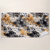 White Black Cream Leopard Animal Strandlaken (Voorkant)