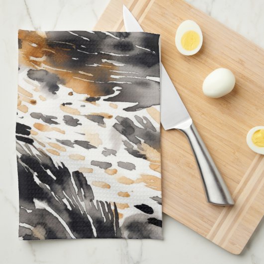 White Black Cream Leopard Animal Theedoek (Quarter Fold)