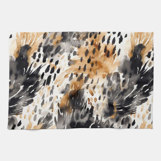 White Black Cream Leopard Animal Theedoek (Horizontaal)