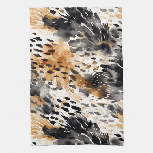 White Black Cream Leopard Animal Theedoek (Verticaal)