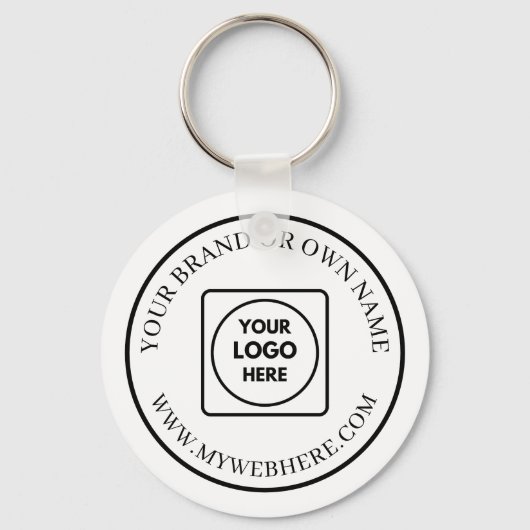 White black Custom Business Logo Promo Keychains Sleutelhanger (Voorkant)