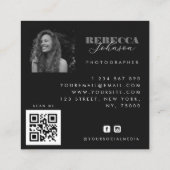 White Black Custom Logo Foto QR Code Sociale media Vierkante Visitekaartje (Achterkant)