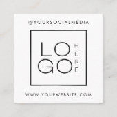 White Black Custom Logo Foto QR Code Sociale media Vierkante Visitekaartje (Voorkant)