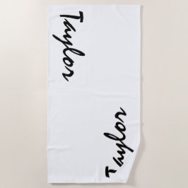 White Black Custom Name Persoonlijk Beach Towel Strandlaken
