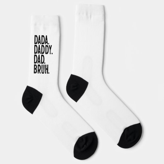 White Black DADA DADDY DAD BRUH VADERDAG Sokken (Rechts)