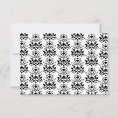 White & Black Damask Red Accent Reception Kaart (Achterkant)