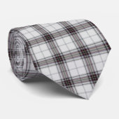 White Black Dark Red Tartan Pset Stropdas (Opgerold)