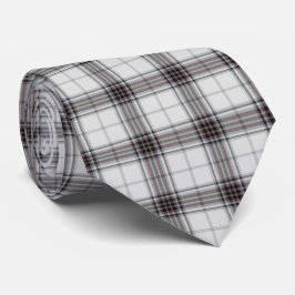 White Black Dark Red Tartan Pset Stropdas