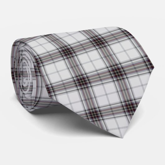 White Black Dark Red Tartan Pset Stropdas (Opgerold)