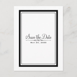 White & Black Elegant Chic Wedding Save the Date Aankondigingskaart