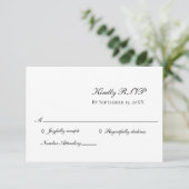 White Black Elegant Formal Traditional Wedding RSV RSVP Kaartje (Staand voorkant)