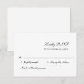 White Black Elegant Formal Traditional Wedding RSV RSVP Kaartje (Voorkant / Achterkant)