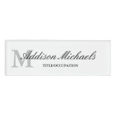 White Black Elegant Monogram Naambadge (Voorkant)