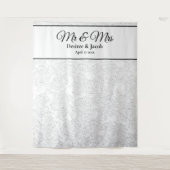 White Black Elegant Photo Booth Weduwachtergrond Wandkleed (Voorkant)