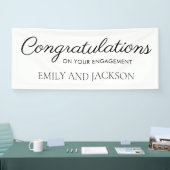 White Black Elegant Script-Verloving Spandoek (Beurs)