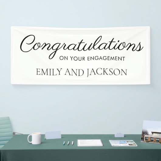 White Black Elegant Script-Verloving Spandoek (Beurs)