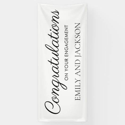 White Black Elegant Script-Verloving Spandoek (Verticaal)